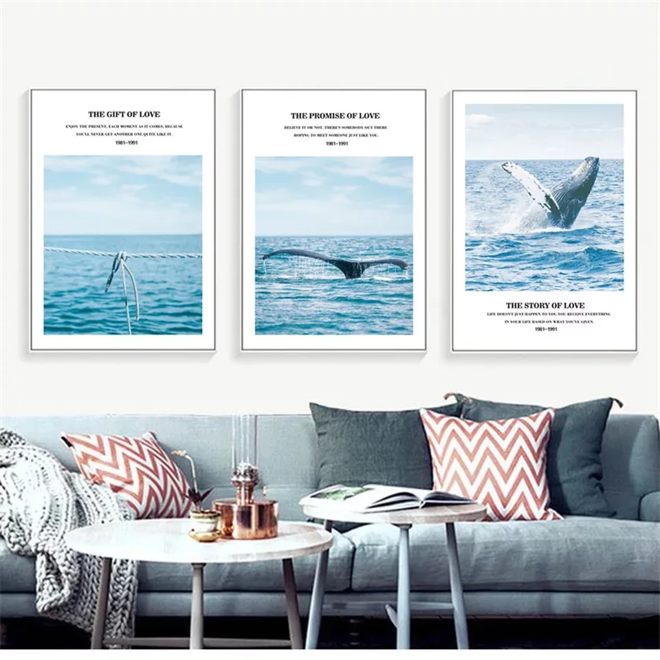 Blue Sea Nordic Poster Shark Wall Art Canvas Painting Picture Posters Wall Pictures For Living Room Modern Decoration Unframed