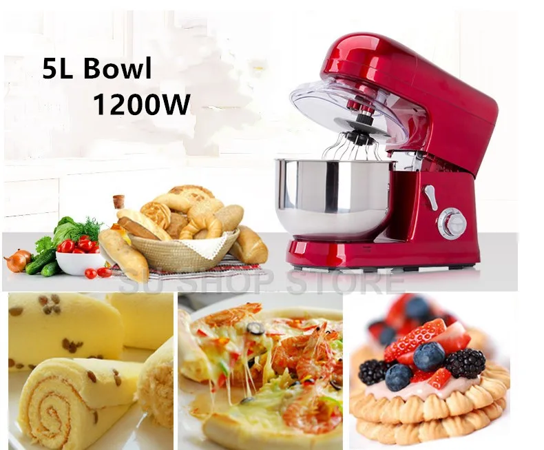 

Home use 5 Liters electric food mixer commercial 6 Speed Tilt-Head Stand Mixers eggs beater cake dough mixing machine 110V 220V