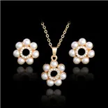 MISANANRYNE, модный, популярный, золотой цвет, женский, австрийский кристалл, цепь с искусственным жемчугом, ожерелье, серьги, кольцо, свадебные ювелирные наборы