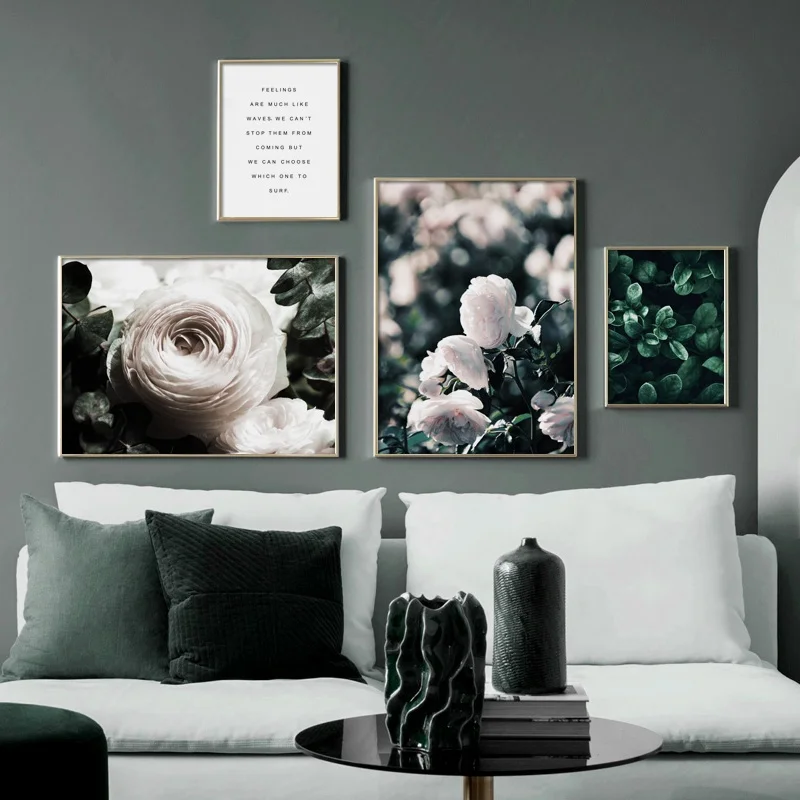 

Peony Flowers Leaves Quotes Vintage Wall Art Canvas Painting Nordic Posters And Prints Plant Wall Pictures For Living Room Decor
