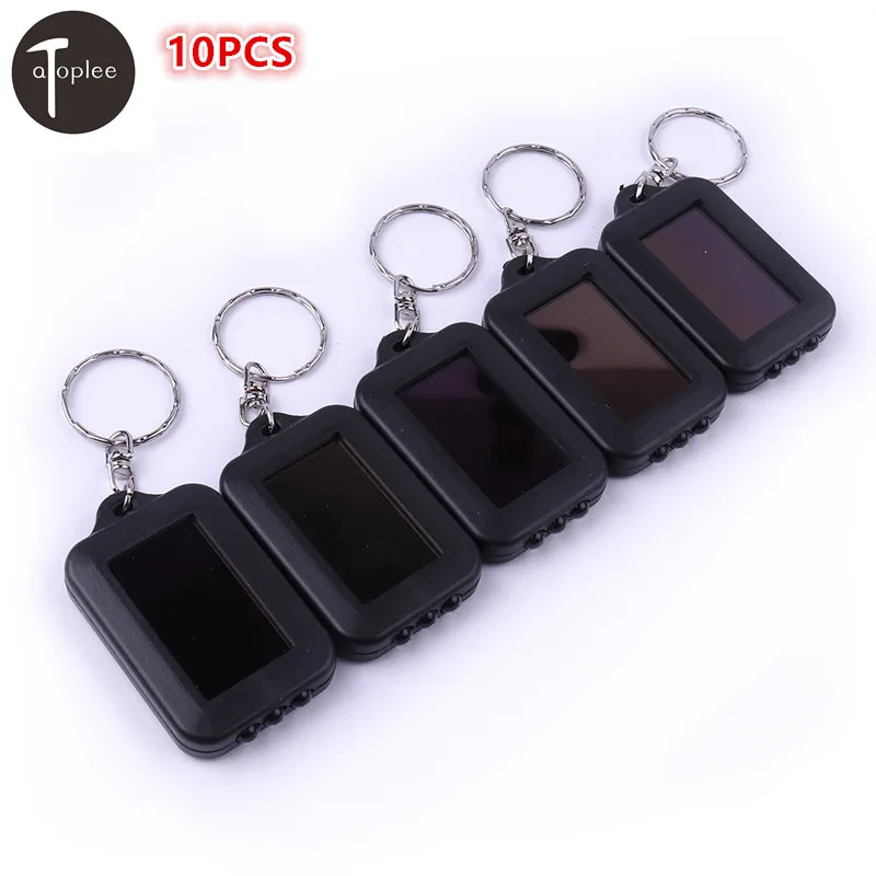 

Multifunction 10PCS Mini Solar 3 LED Flashlight Metal Power Rechargeble Flashlights & Torches Keychain For Reading Lighting