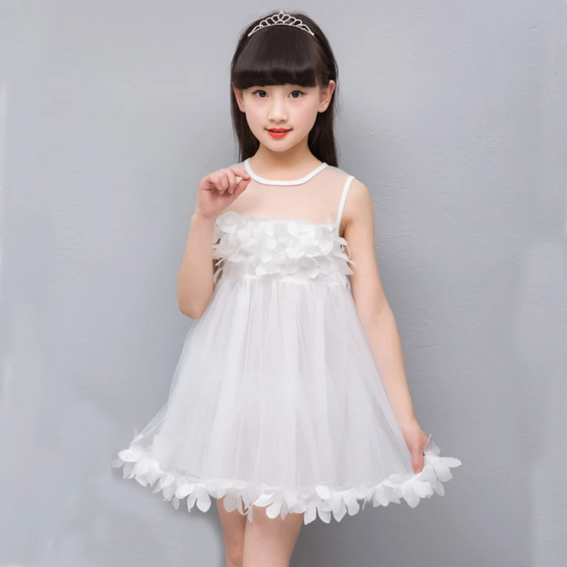 

2019 summer girls dress new fashion princess dress kids flower white pink red sleeveless dress for girls clothing