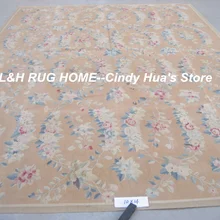 10'x14 Французский Aubusson ткань шерстяной carpebrick красного цвета с белой розой конструкции