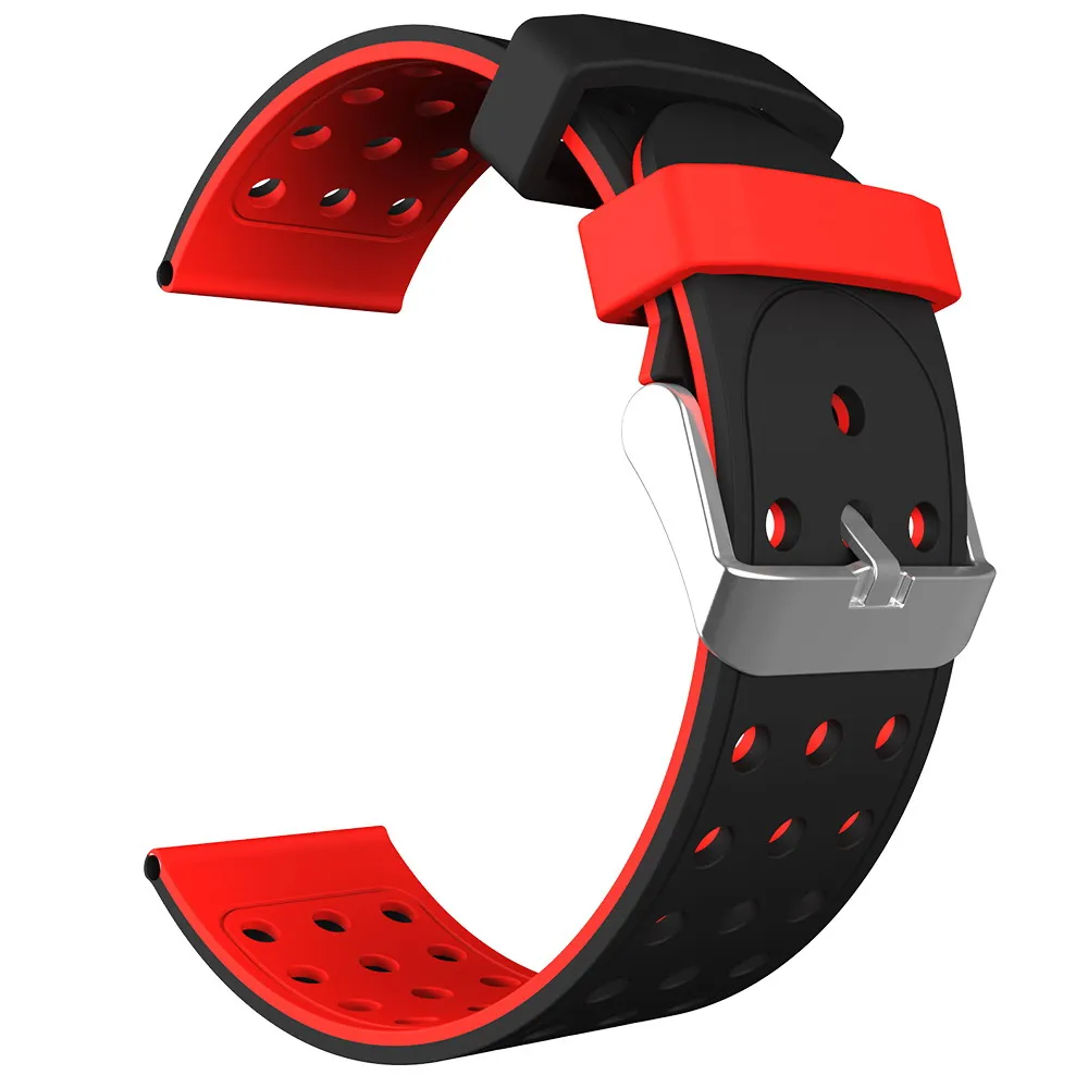 22 мм Универсальный ремешок для часов силиконовый двойной цвет ремешок для samsung gear S3 для Amazfit pace умные часы EX18 G01 G02 GV68 - Цвет: Black