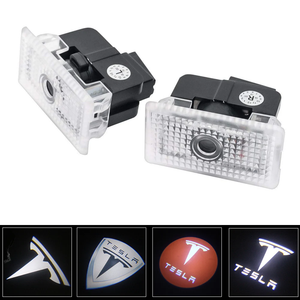  HOT sale 2pcs/lot Car LED 3D LOGO shadow light welcome light Decorative signal Lamp For Tesla MODEL - 32992900639
