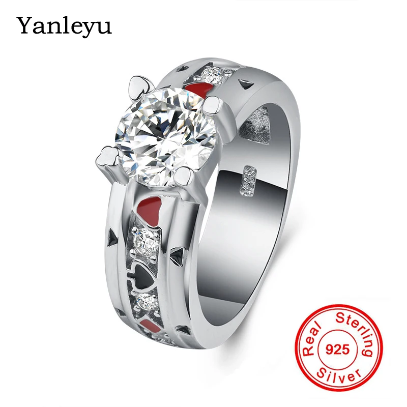 Yanleyu Luxury 2CT 8MM Cubic Zircon Solitaire Ring Solid 925 Sterling Silver Wedding Rings for Women Engagement Jewelry PR014 | Украшения и