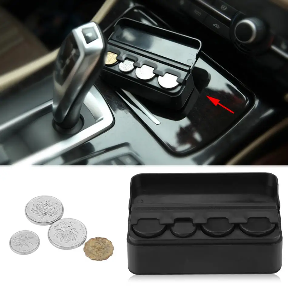 Car Coin Storage Case Holder Bank OrganizerInterior Plastic Coin Case Storage Box Holder Change