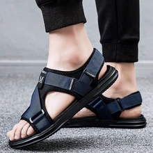 19 модная мужская обувь сандалии с тканевым верхом брендовые летние мужские повседневные туфли сандалии без застежки на плоской подошве обувь без застежки классические прогулочные сандалии