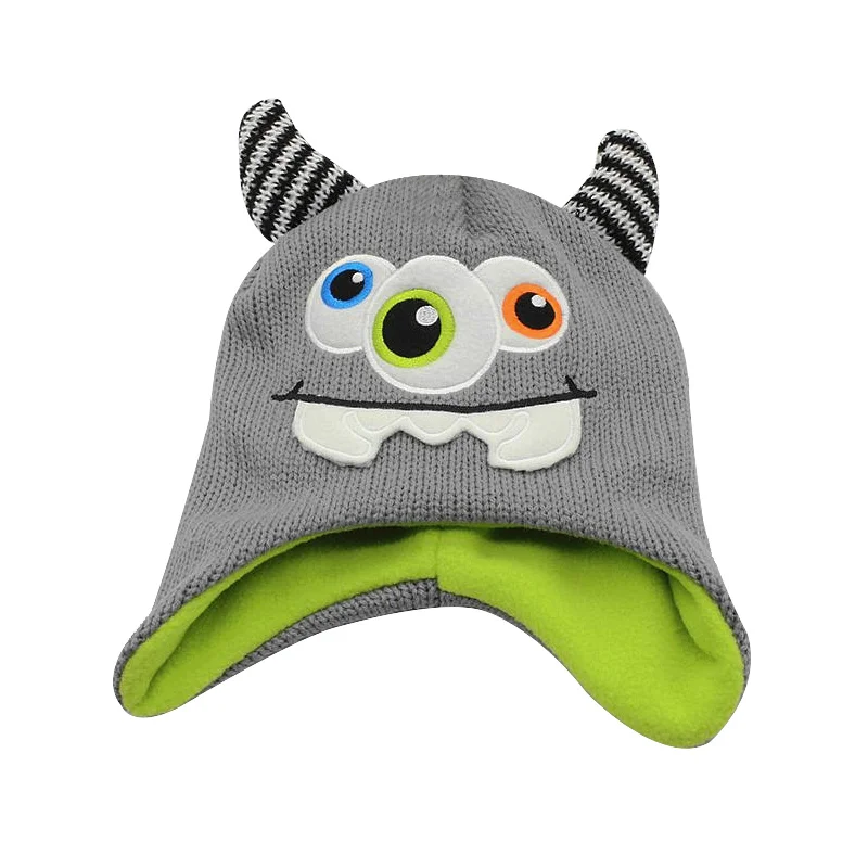 Cute Owl Baby Hat For Girls Cotton Thick Warm Beanie Cartoon Monster Kids Hat Embroidery Baby Girls Beanie With Ears Winter Hat (3)
