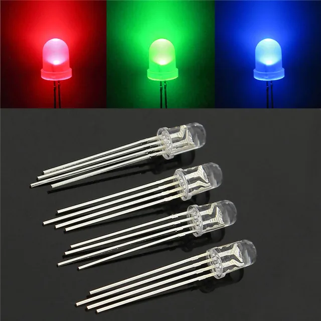50pcs/lot Light Emitting Diode LED RGB Common Cathode 4 Pin F5 5MM