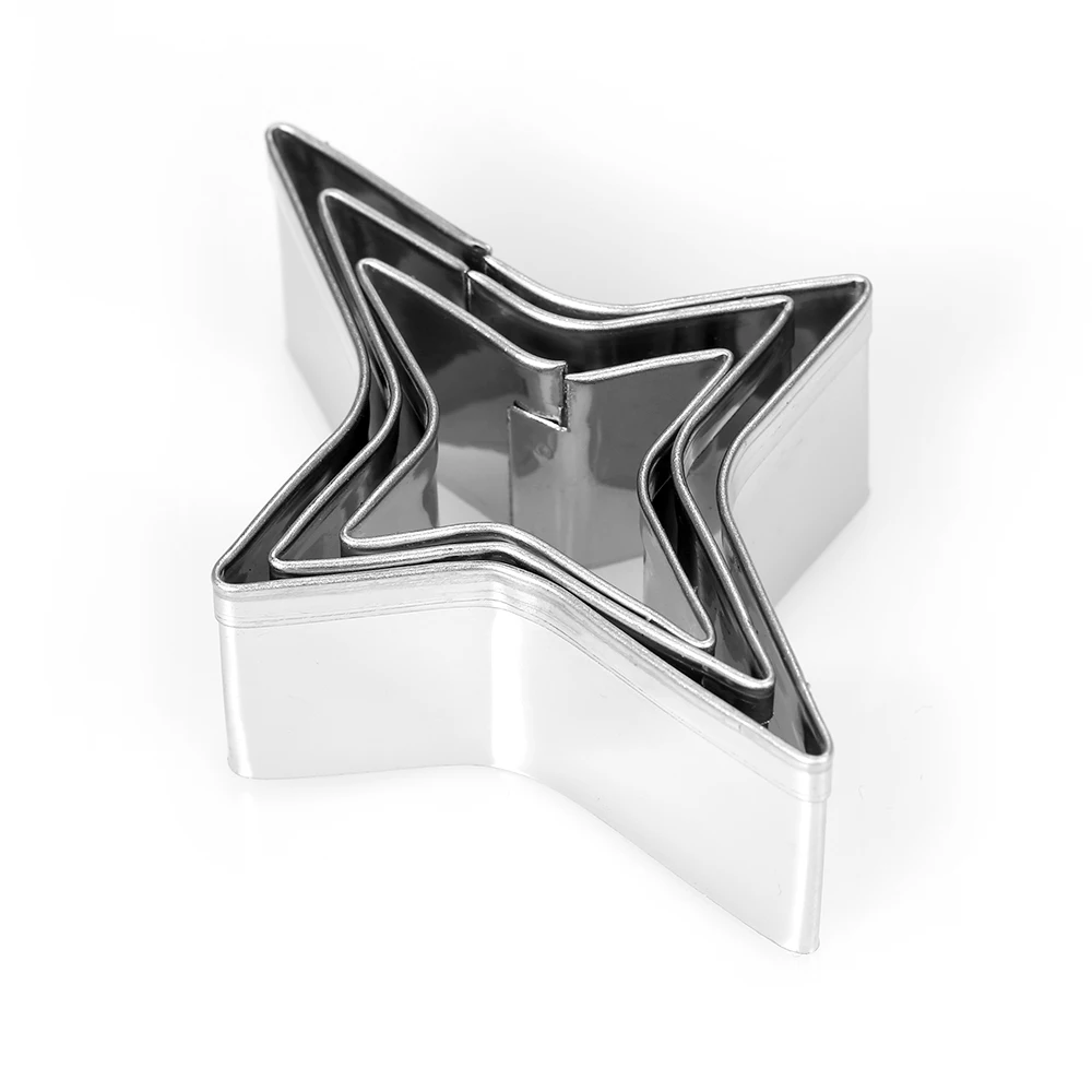 

3pcs Kitchen Tools 4-Point Star Cookie Cutters Stainless Steel Fondant Cutter Biscuit Sandwich Cookie Tools Cutter Set