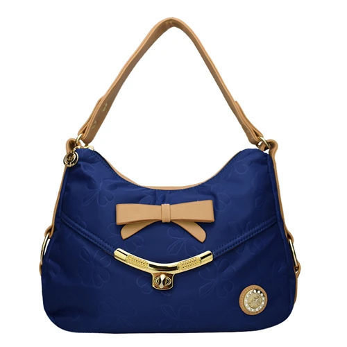 Высококачественная Женская оксфордская Повседневная сумка через плечо школьная сумка через плечо с логотипом в бриллиантах 5 цветов - Цвет: Blue