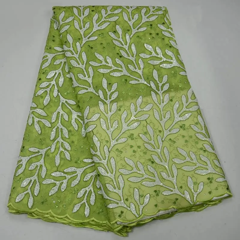 Top Sale leaf pattern organza lace African Swiss fabric with Lots of Sequins for wedding dress | Дом и сад