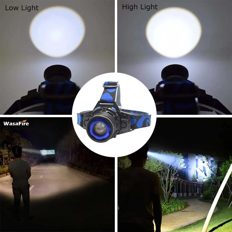 built in battery rechargeable headlamp zoomable headlight bike head light lamp torch flashlight 11