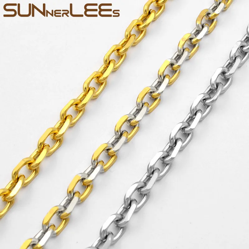

SUNNERLEES Fashion Jewelry Stainless Steel Necklace 2mm~6mm Link Chain For Mens Womens Gift SC37 N
