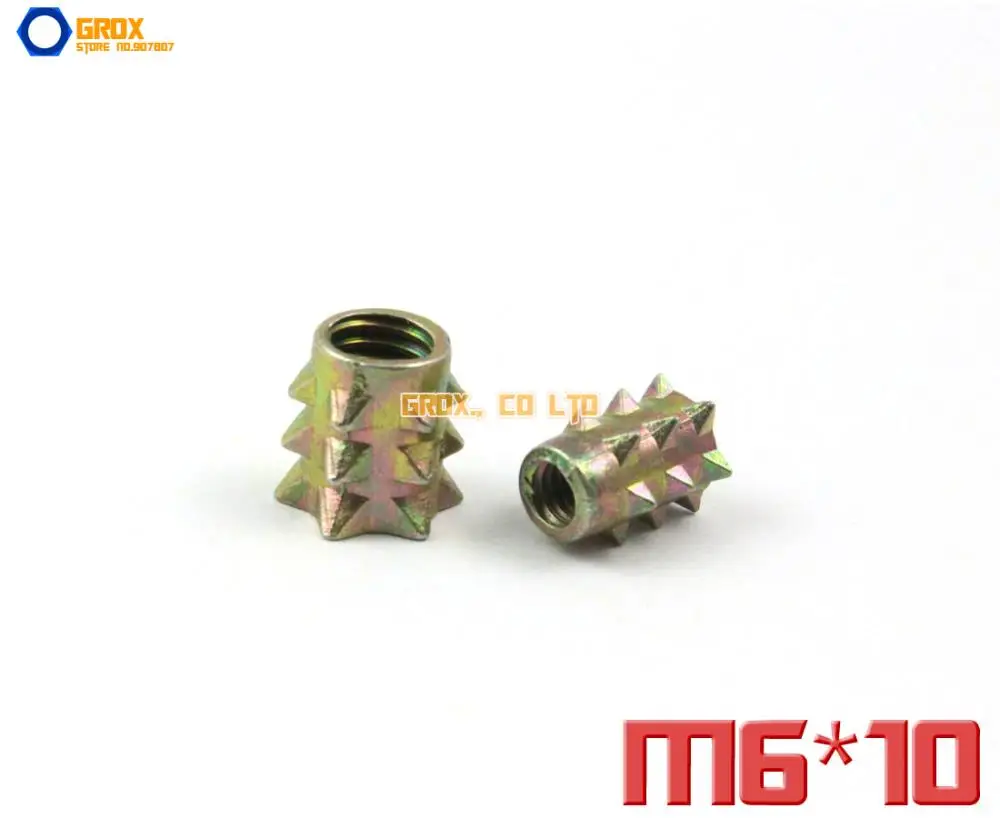 

60 Pieces M6 x 10mm Furniture Nut Wood Insert Nut Dowel Screw Fixing for Furniture Leg