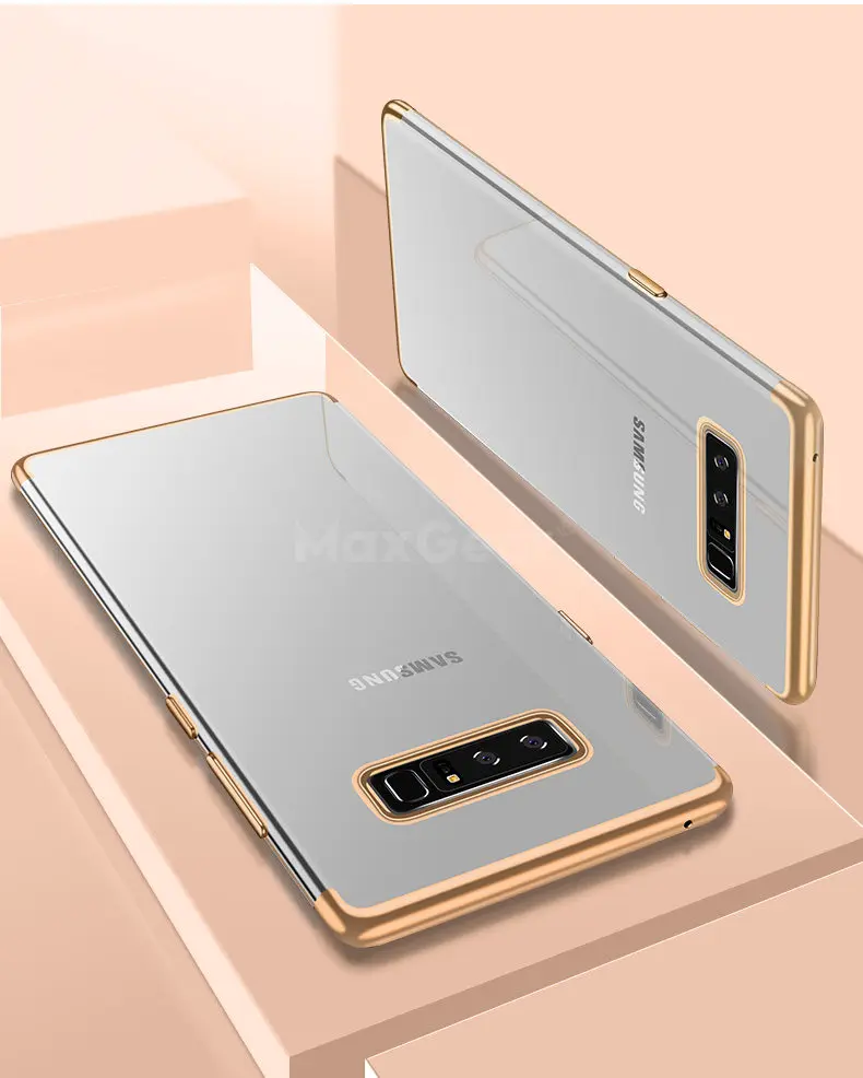 MaxGear защитный силиконовый чехол для телефона для samsung Galaxy Note 5 8 9 прозрачный тонкий чехол для samsung S6 S7 Edge S8 S9 Plus - Цвет: Golden