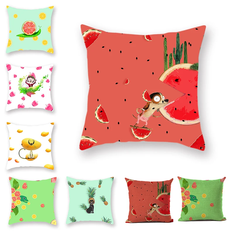 

Summer Small Fresh Still Pillowcase Creative Fruit Mango Cushion Cover Apple Pineapple Watermelon Bed Lunch Break Red Case