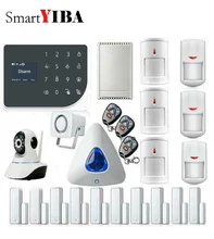 SmartYIBA Home Security Alarm App Control Relay out WIFI GPRS SMS Alarmes Wired PIR Motion Detector IP Camera Warning Siren Horn