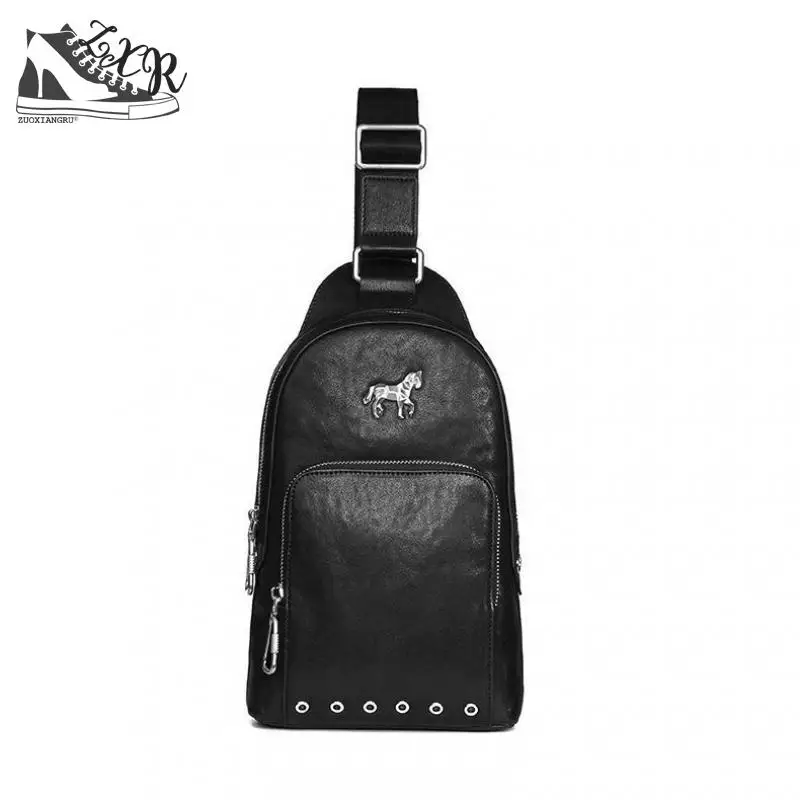 

Zuoxiangru New Fashion Formal Unicorn Leather First Layer Leather Shoulder Messenger Bag Casual Small Bag Men's Bag Chest Bag