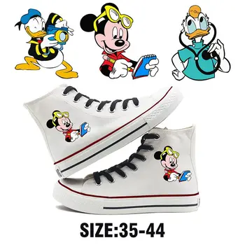 

Mouse Cute Printing Cartoon High Heel Breathable Canvas Uppers Sneakers Student Personalise Trendy High-tops A19618