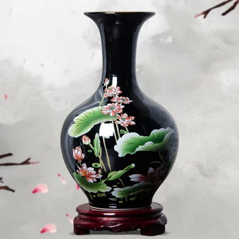 

Jingdezhen ceramic Black Gold Glaze Small Vase Flower Arranging Chinese Style Living Room Decoration decorative flower vase