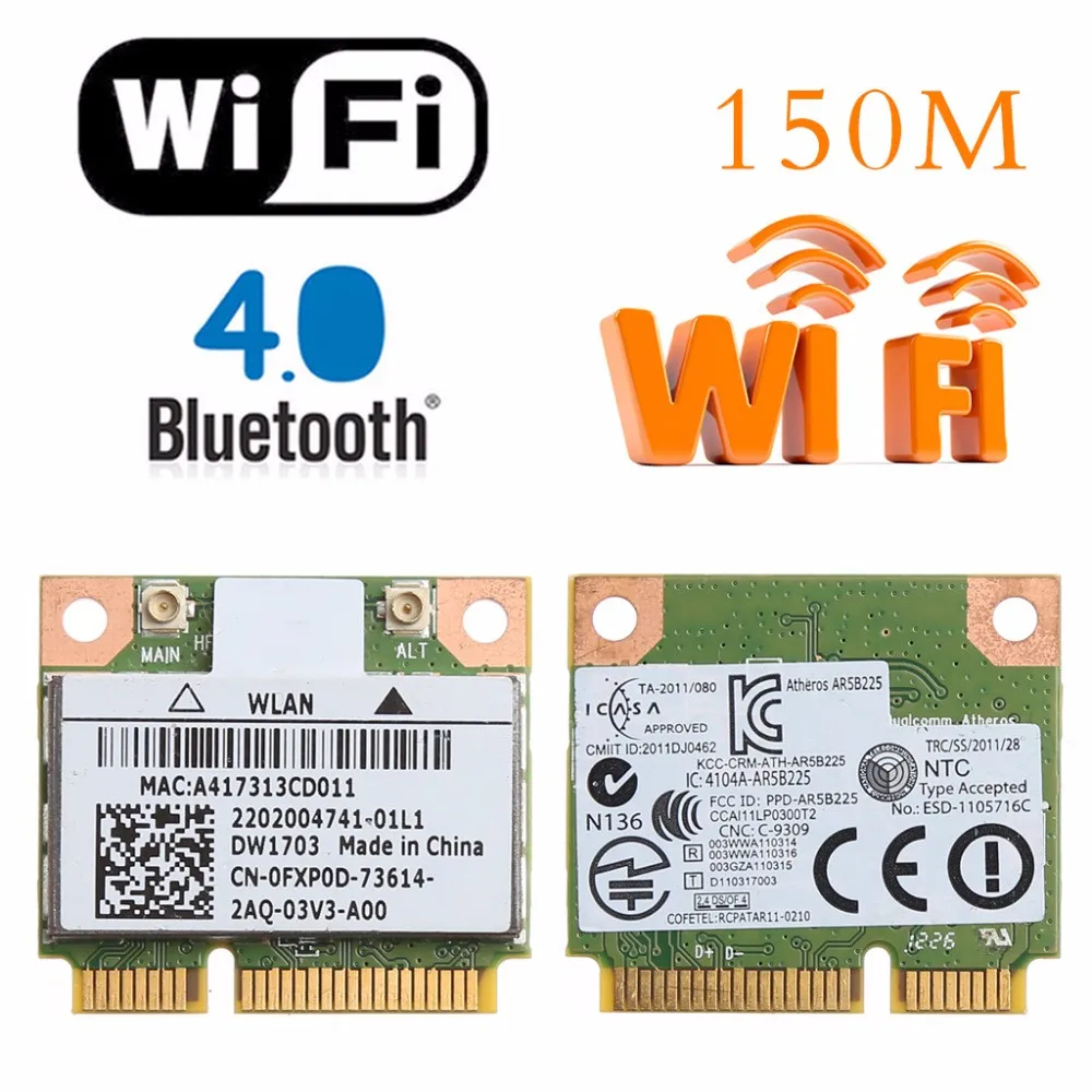 Bluetooth V4 0 Wifi Wireless Mini PCI Express Card For Atheros AR5B225 DELL DW1703 CN 0FXP0D 1 Bluetooth V4 0 Wifi Wireless Mini PCI Express Card For Atheros AR5B225 DELL DW1703 CN 0FXP0D 2