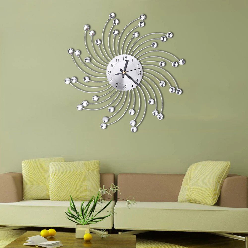 

WH Big 3D Iron Radial Decorative Wall Clock Retro Design The Clock On Wall NN