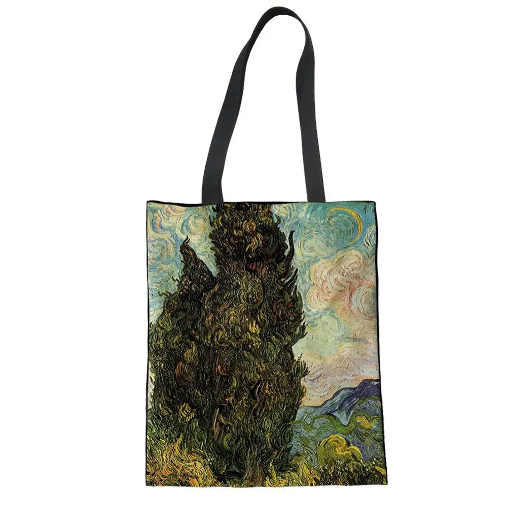 THIKIN женская сумка на плечо Винсента Ван Гога Звездная ночь печать девушка Классическая Холщовая Сумка Эко многоразовая складная сумка для покупок - Цвет: LMLYH00031Z22