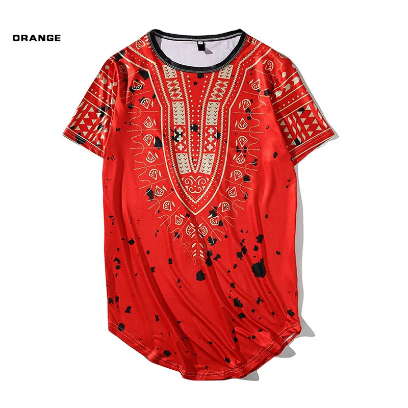 

2019 Summer New Men's Round Neck Tile Digital Printing Flower Color Matching Short-Sleeved Hip Hop T Shirt