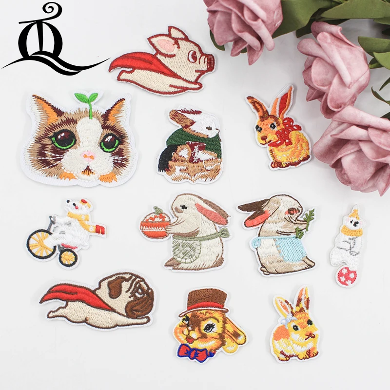 Нашивки для джинсов Fly Pig dog rabbit bear mix 1 шт. нашивки с вышивкой аппликация горячей