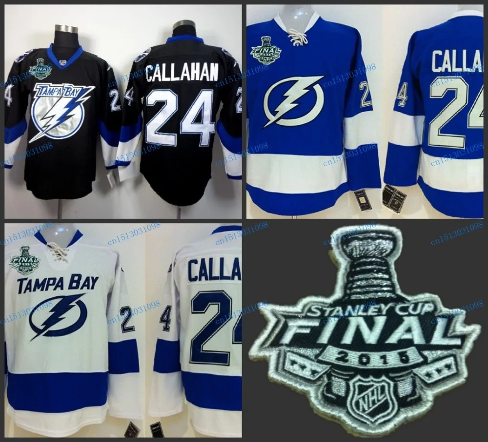 Wholesale Men's Tampa Bay Lightning 24 Ryan Callahan Jersey Home Blue Road White Third Black