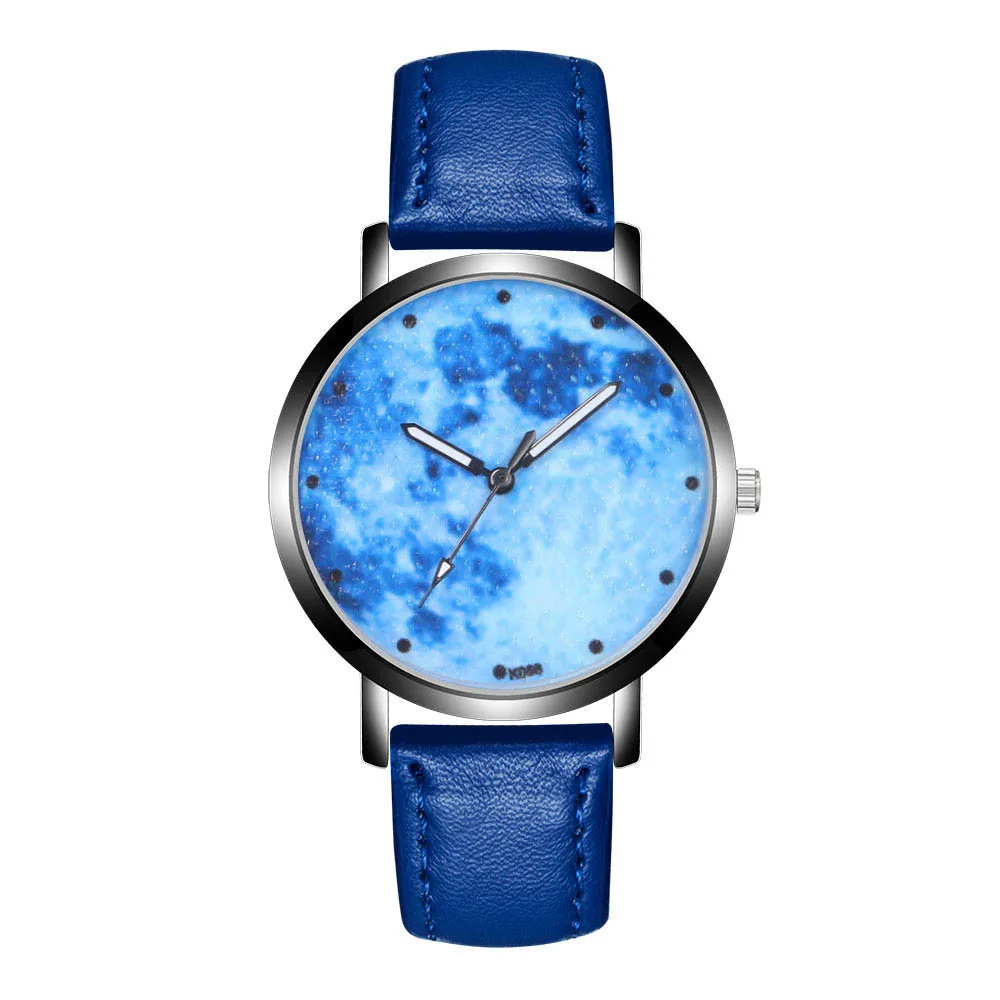 Для мужчин часы модные Дизайн простой Звездное циферблат кожаный ремешок аналоговые сплава кварцевые наручные часы relogio masculino 40y