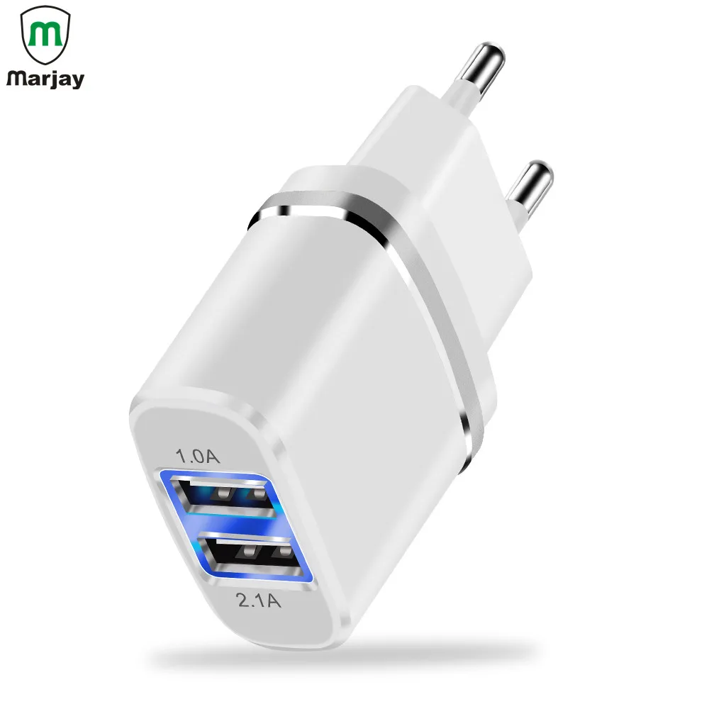 Marjay Universal Double USB Phone Charger Travel Wall Fast Charger LED
Light Power Adapter For Samsung Xiaomi Huawei EU Chargers