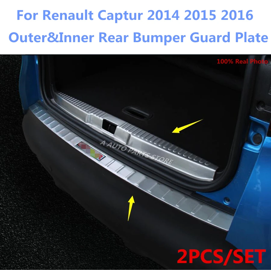 

Stainless Steel Trunk Door Rear Bumper Inner / Outer Sill Plate Molding Cover Kit Trim For Renault Captur 2014 2015 2016