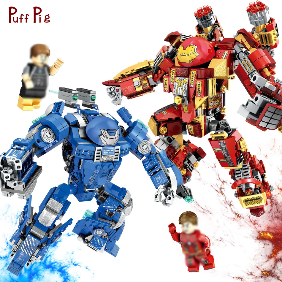 

Iron Man Armor Warrior Model Building Blocks Compatible Legoing Super Heroes Avenger Figures Bricks Toys For Children Friends