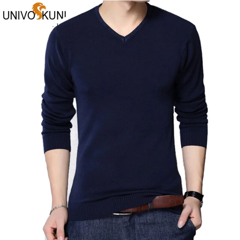 

UNIVOS KUNI Casual Sweater O-Neck Autumn Winter Fashion Clothing Solid Slim Fit Knitting Mens Sweaters Pullover Men 4XL Q5162