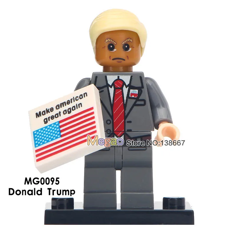 

Single Sale Donald Trump Hillary Clinton Mr.Bean Michael Jackson Action Figures Building Blocks Education Gift Toys For Children