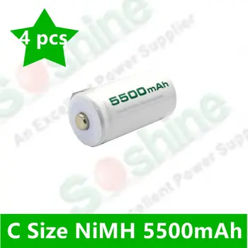 

4 pcs Soshine C Size Rechargeable Batteries NiMH 5500mAh NIMH cells battery