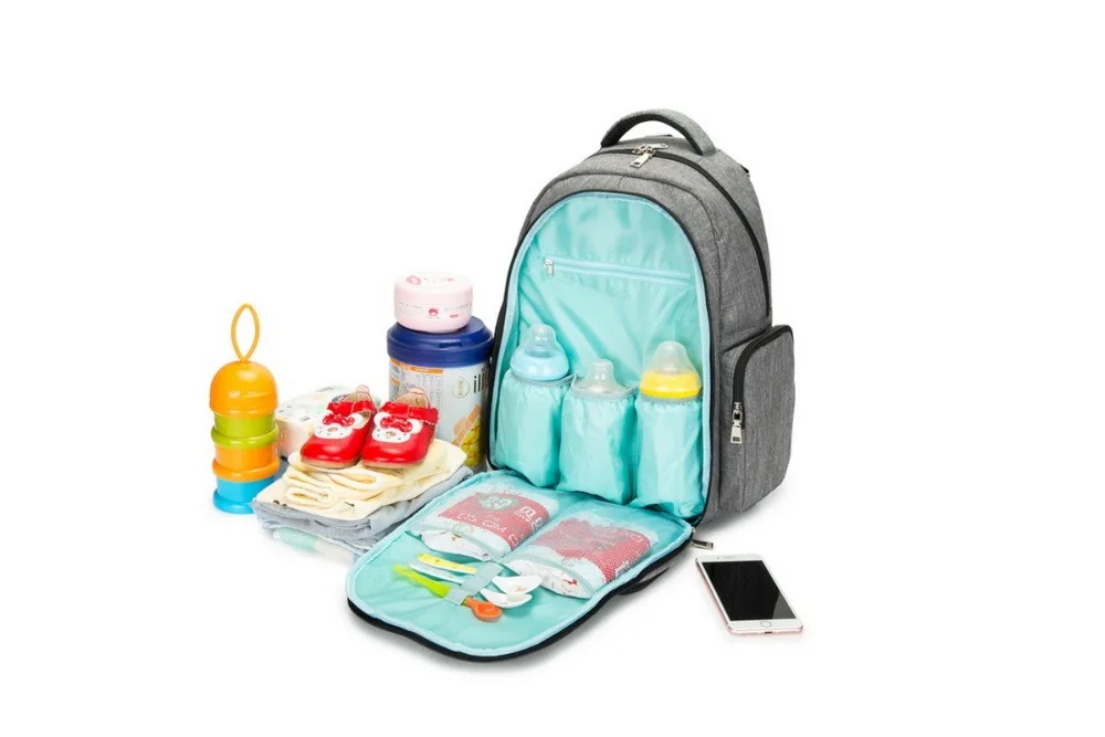 

Baby Diaper Backpack With Insulated Pockets Large Water-resistant Baby Bag Multi-functional Travel Knapsack Include Changing Pad