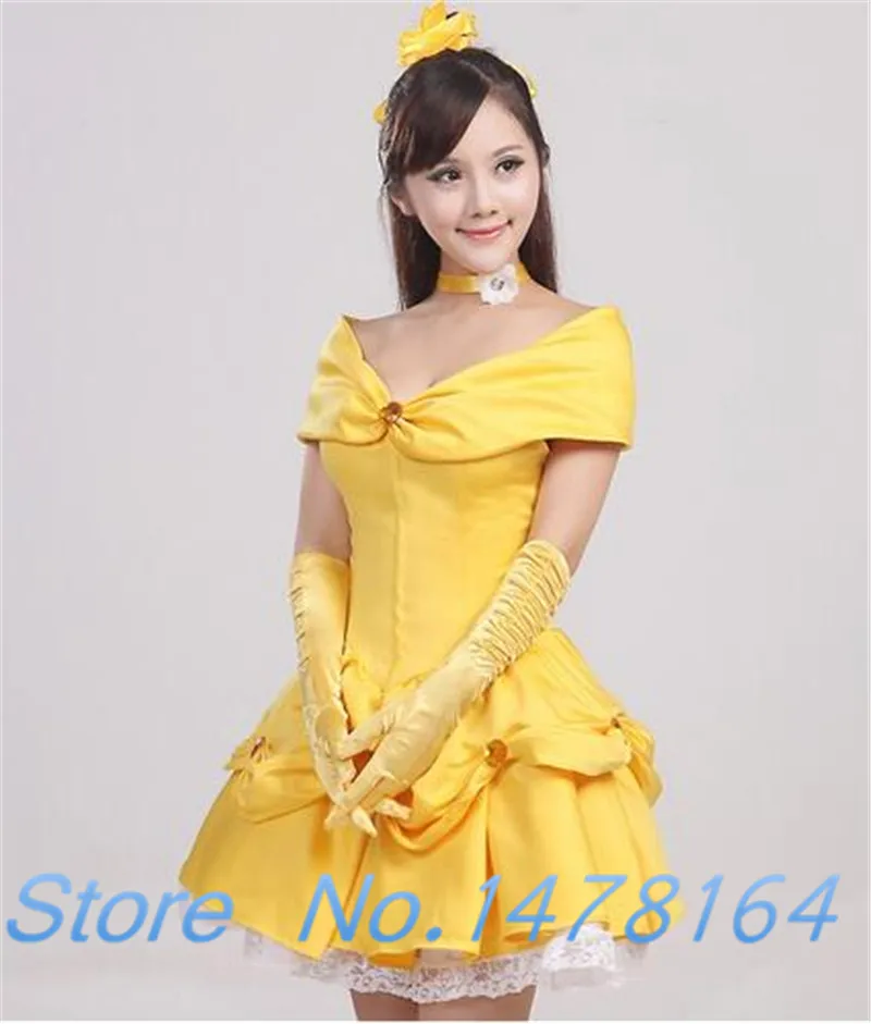 Beauty and the Beast Belle Princess Cosplay Costume Short Dress halloween party