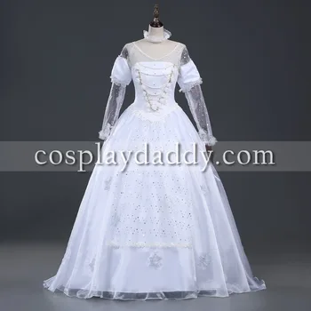 

Alice In Wonderland The White Queen White Long Halloween Party Dress Cosplay Costume