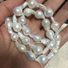 Ювелирные изделия натуральный белый 10-14 мм необычный Кеши барокко жемчужное ожерелье