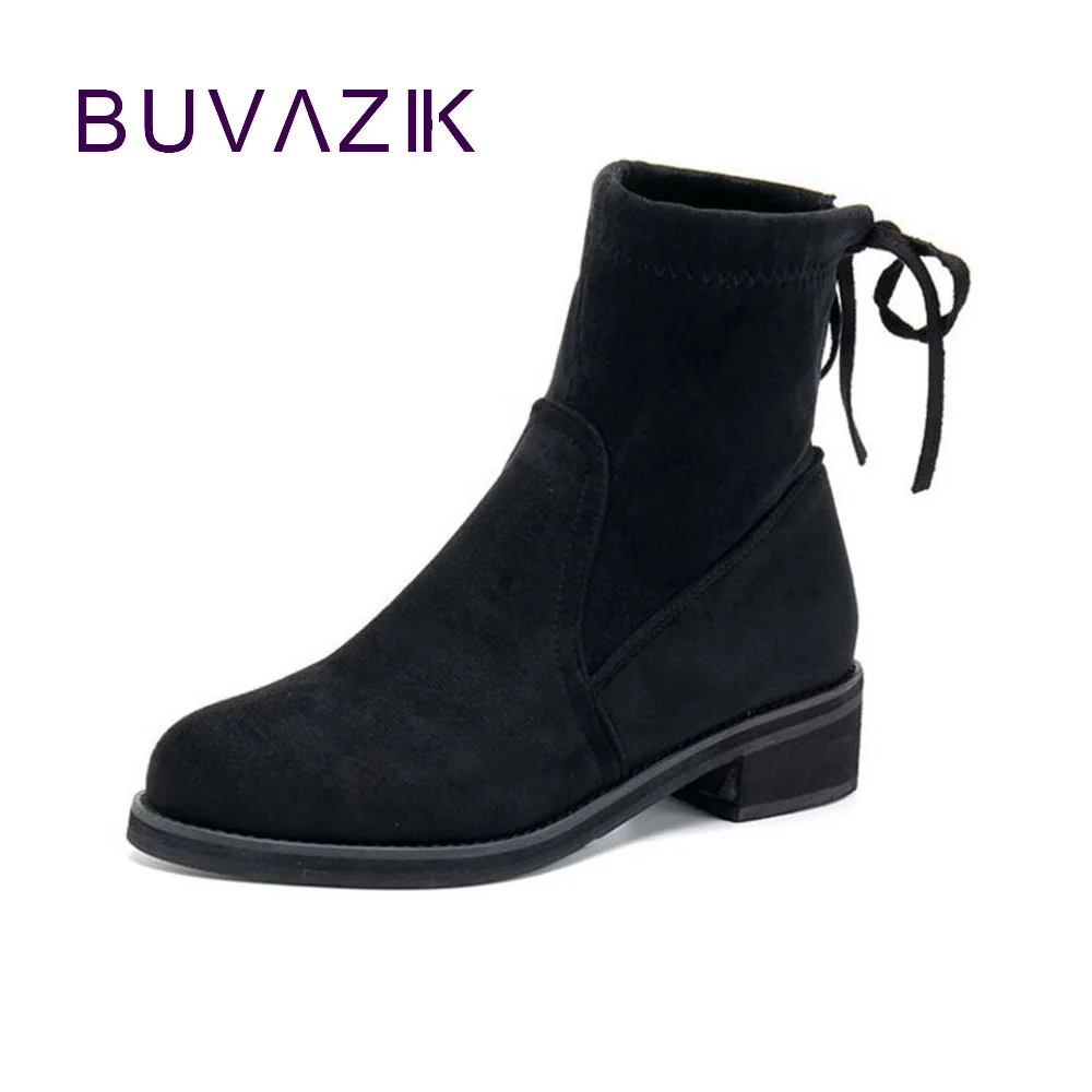 

2018 autumn women's shoes stretch fabric thin casual fashion short ankle boots Square Heel botas