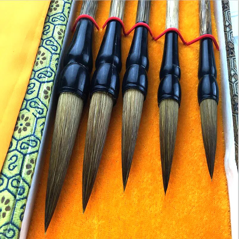 

5pcs/lot Chinese calligraphy brush pen set weasel hair writing brush ink pen painting medium regular script brush gift box set