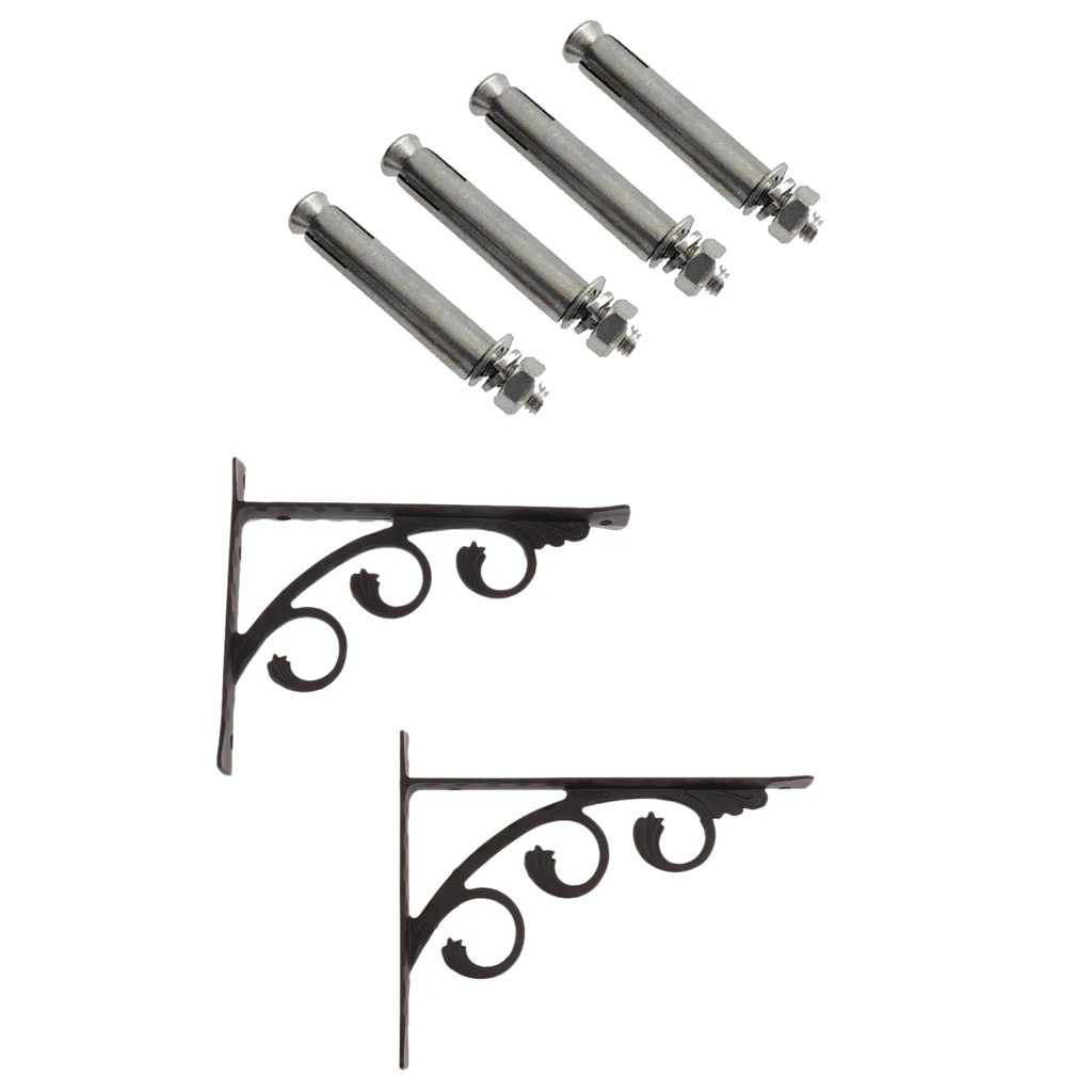 PACK 2PCS Wall Mounted Shelf Support Brackets Plank Board Rack Supporter with 4PCS Anchoring Anchor Bolt Expansion Screws	