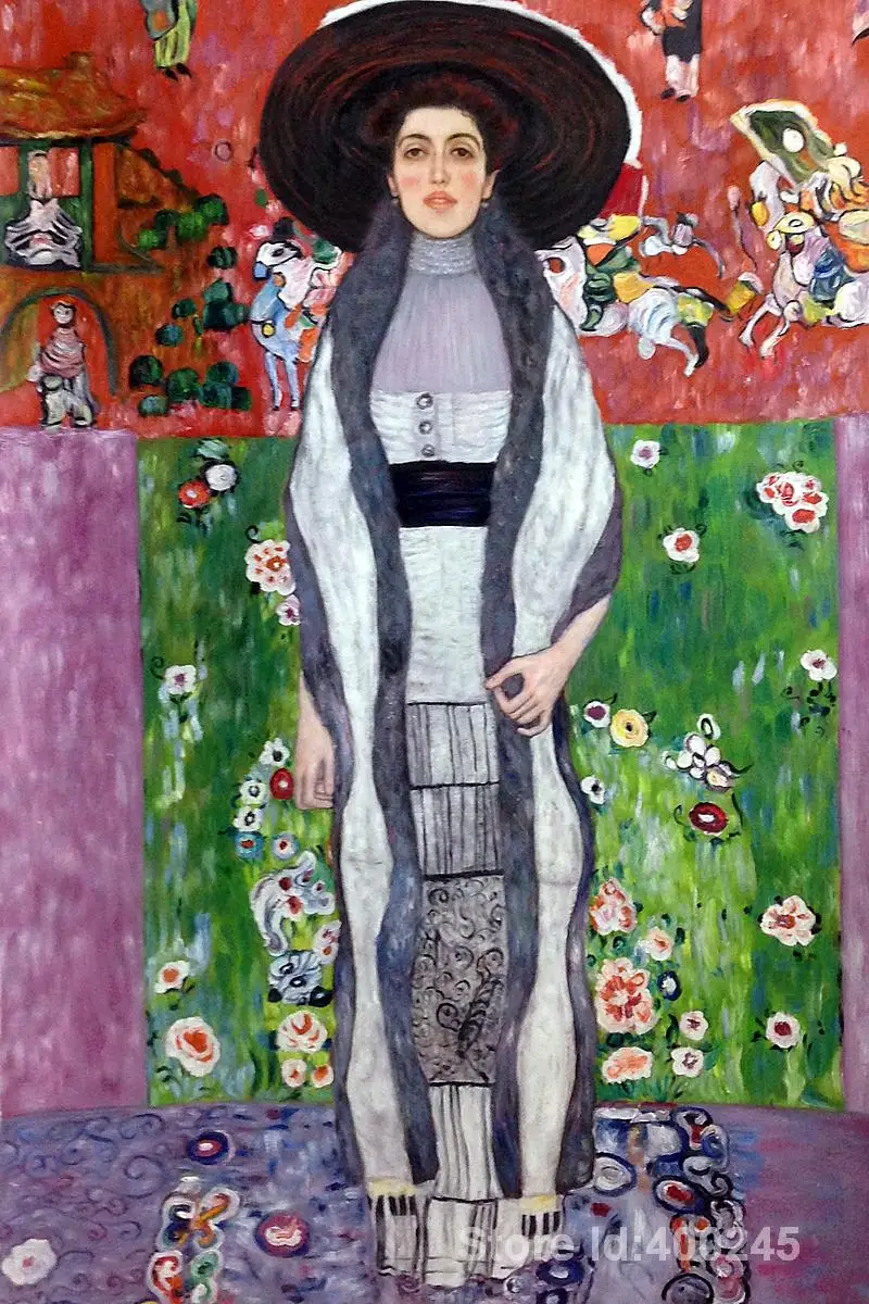 

Hand Painted Woman Canvas Art Portrait of Adele Bloch Bauer Gustav Klimt Oil Painting Reproduction Famous Artwork High Quality