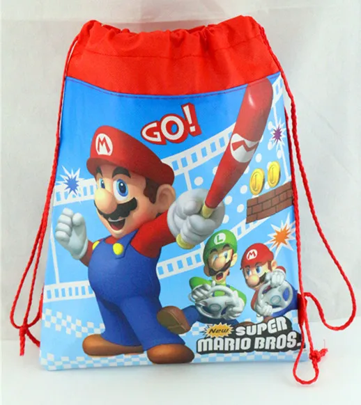 24 шт. Super Mario Bros Gfits сумки школьный рюкзак супергерой шнурок сумки детей День рождения Сувениры вечерние подарок для детей