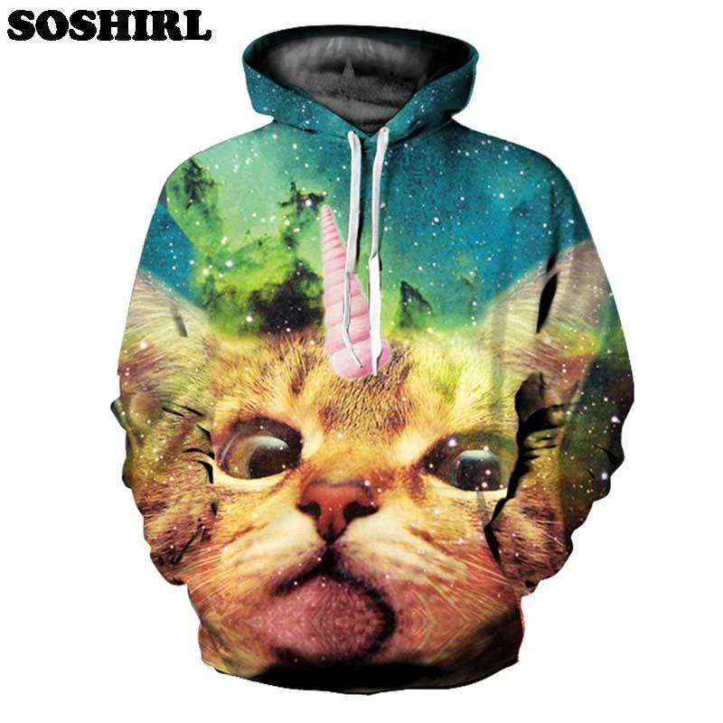 Sweat A Capuche Chat Licorne Fantaisie Soshirl 3d Imprime Galaxie Sweat Unisexe A Capuche Glace Chat Hip Hop Pullovers Livraison Directe Aliexpress