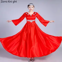 2018 новый национальный костюм танца этап хор платье открытие танца большие качели юбки костюмы Женское платье S-4XL